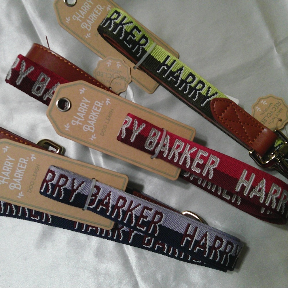 Harry Barker Pieced Duo Dog Leashes. Choose 1 - Red, Green, Blue